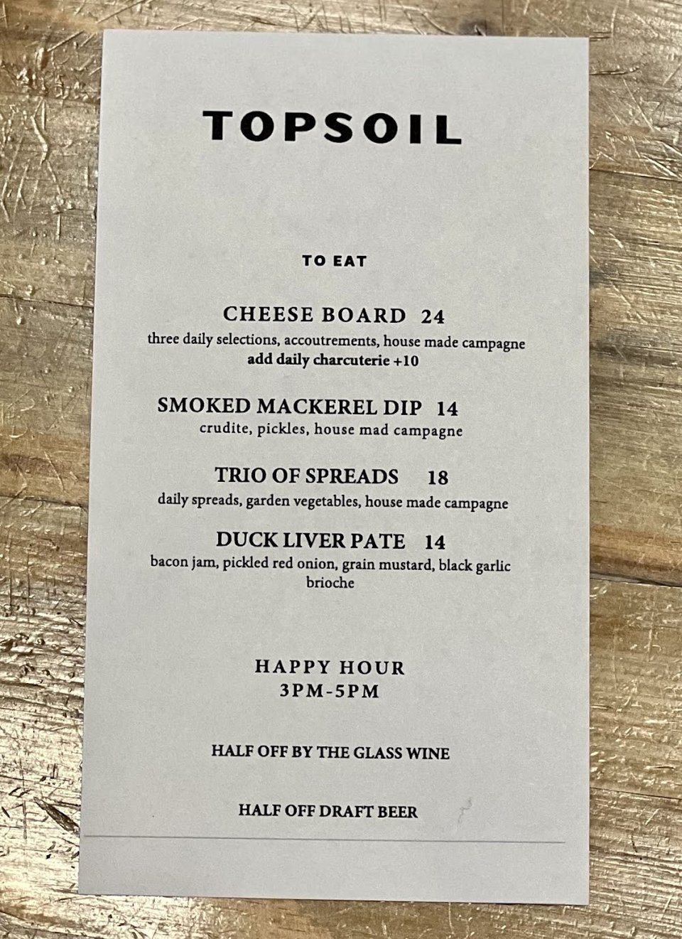 Menu page showing dessert selections.